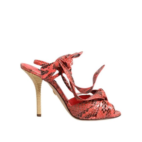 Dolce & Gabbana Shoes - Dolce & Gabbana Snakeskin Tie Sandals Women Coral